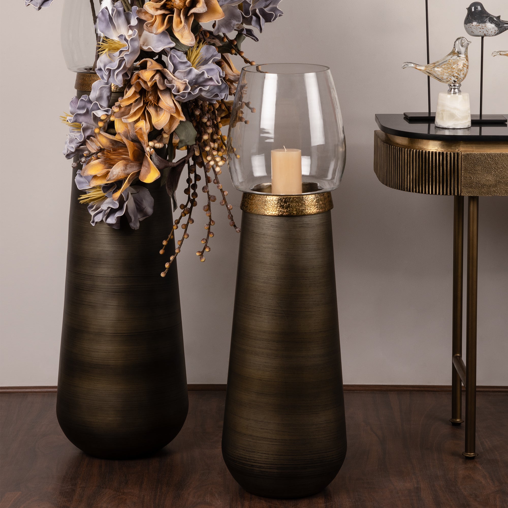 Rigina Antique Gold Floor Hurricane S